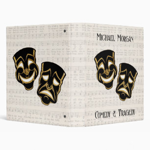 Musical Black & Gold Comedy and Tragedy 3 Ring Binder