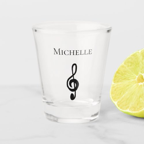 Musical Black Treble Clef Cute  Shot Glass