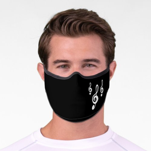 Musical Black White Treble Clef Pattern Premium Face Mask