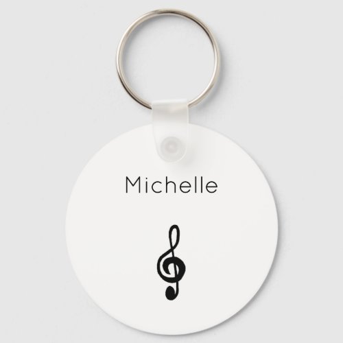 Musical Black White Treble Clef Symbol Keychain