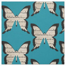 Musical butterflies - sheet music butterfly fabric