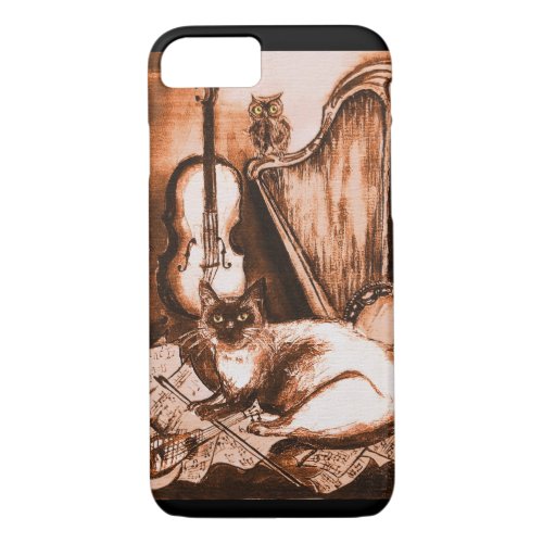 MUSICAL CAT Brown and White iPhone 87 Case