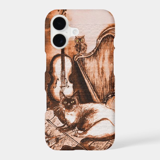MUSICAL CAT ,Brown and White Case-Mate iPhone Case (Back)
