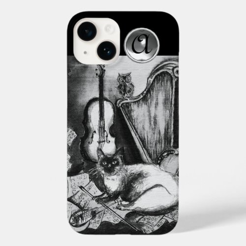 MUSICAL CATOWLVIOLINHARP Black White Grey Music Case_Mate iPhone 14 Case