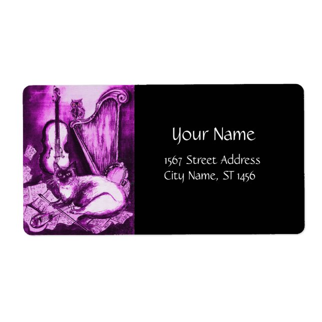 MUSICAL CAT ,Pink Purple Violet  White and Black Label (Front)