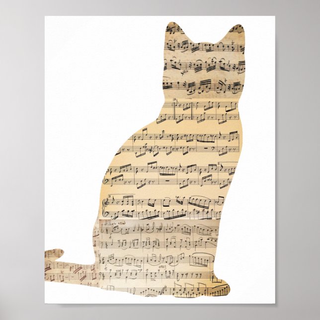 Musical Cat Poster- Add your own Background Color! Poster (Front)