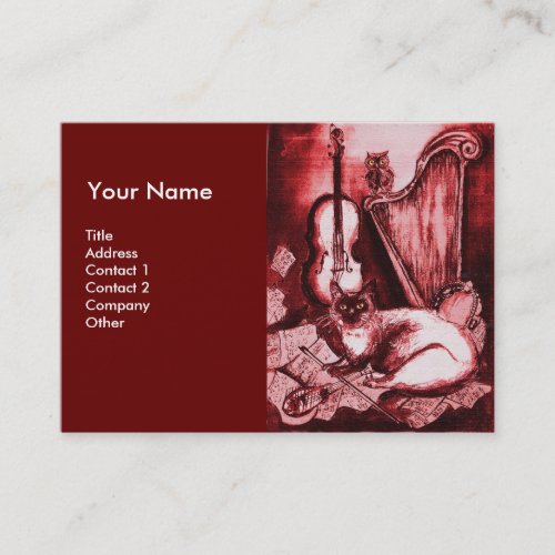 MUSICAL CAT Red and White Business Card