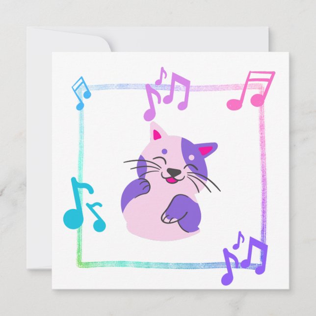 Musical Cat Square Invitation (Front)
