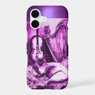 MUSICAL CAT WITH OWL IN PINK PURPLE GEM iPhone 17 CASE