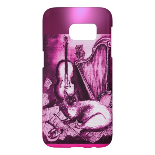 MUSICAL CAT WITH OWL IN PINK PURPLE GEM SAMSUNG GALAXY S7 CASE