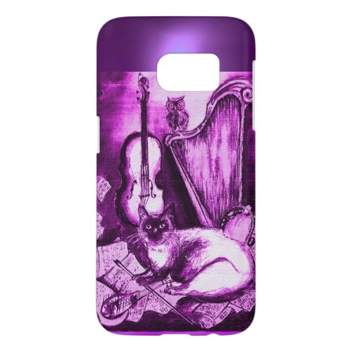 MUSICAL CAT WITH OWL IN PINK PURPLE GEM SAMSUNG GALAXY S7 CASE