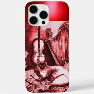 MUSICAL CAT WITH OWL IN RED RUBY GEM iPhone 16 PRO MAX CASE