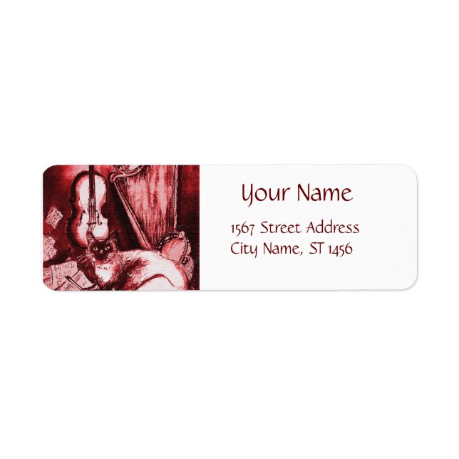 MUSICAL CAT WITH OWL ,Red ,White Label (Front)