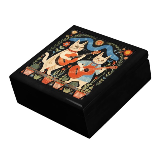 Musical Cats Folk Art Gift Box (Side)