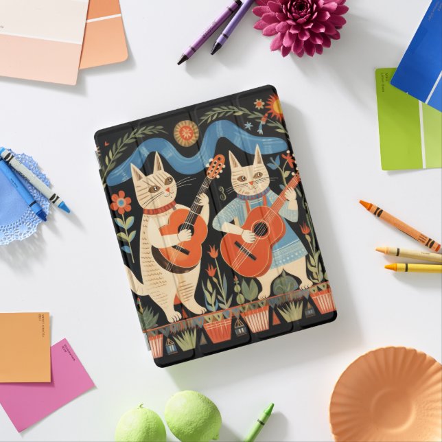 Musical Cats Folk Art iPad Smart Cover (In Situ)