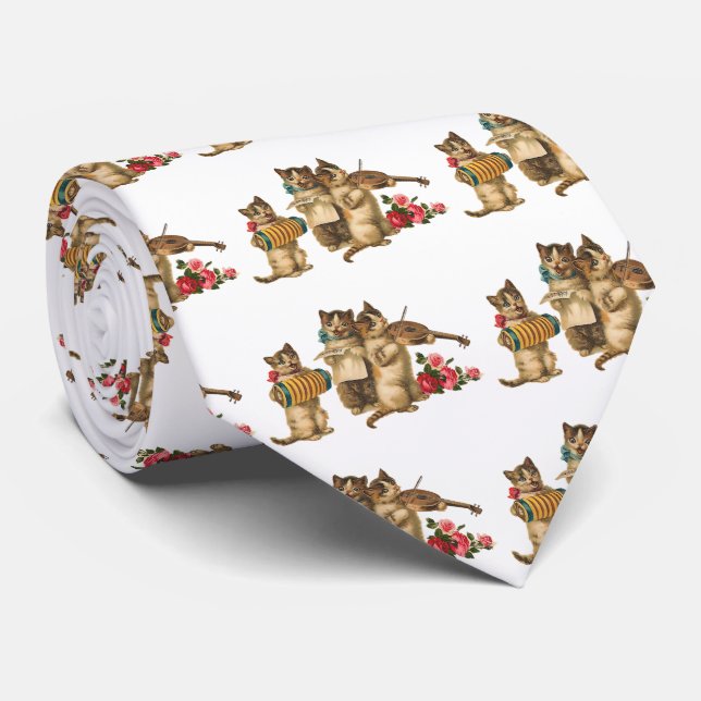 Musical Cats Neck Tie (Rolled)
