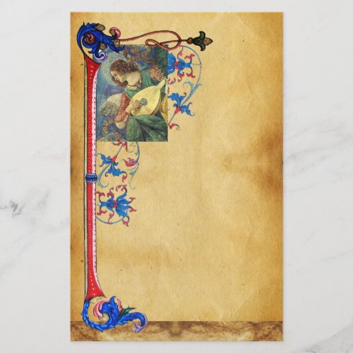 MUSICAL CHRISTMAS ANGEL FLORAL PARCHMENT STATIONERY