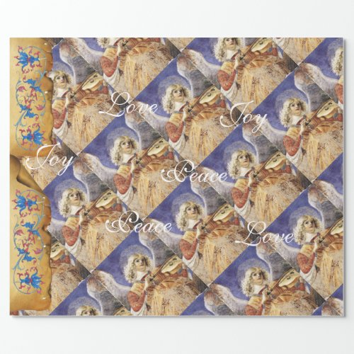 MUSICAL CHRISTMAS ANGEL JOY PEACE LOVE PARCHMENT WRAPPING PAPER