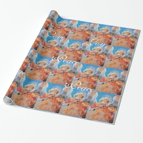 MUSICAL CHRISTMAS ANGEL JOY PEACE LOVE WRAPPING PAPER