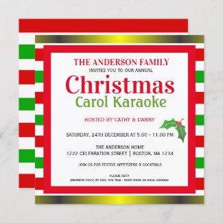 Musical Christmas Carol & Karaoke Party Invitation