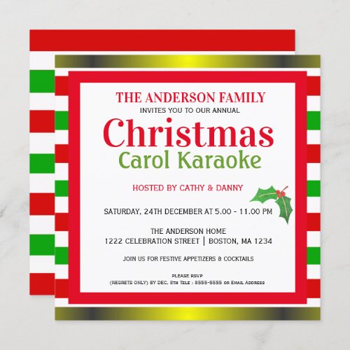 Musical Christmas Carol  Karaoke Party Invitation