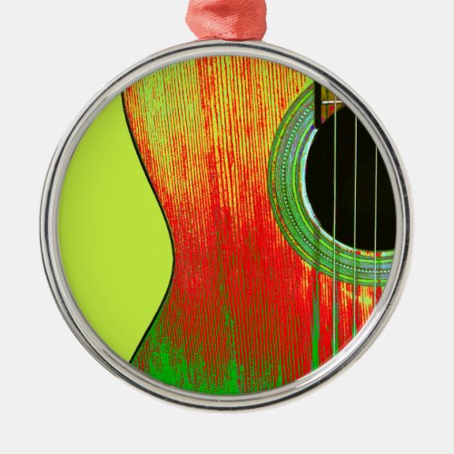 Musical Christmas Guitar Colorful Metal Ornament
