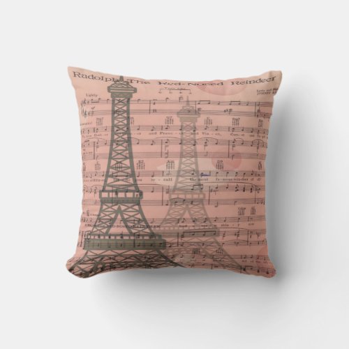 Musical Christmas In Paris Throw Pillow