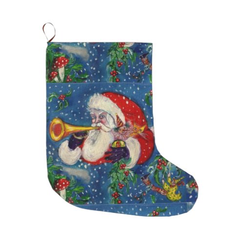 MUSICAL CHRISTMAS NIGHT SANTA CLAUS BUGLER LARGE CHRISTMAS STOCKING