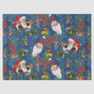 MUSICAL CHRISTMAS NIGHT ,SANTA CLAUS,TOYS,RIBBONS TISSUE PAPER