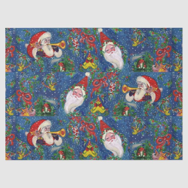 MUSICAL CHRISTMAS NIGHT ,SANTA CLAUS,TOYS,RIBBONS TISSUE PAPER (Front)