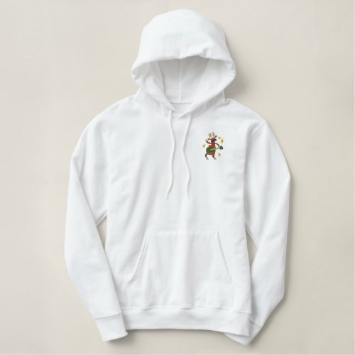 Musical Christmas _ Reindeer Embroidered Hoodie