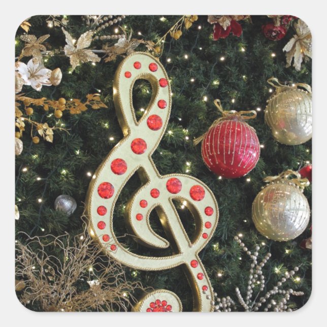Musical Christmas Square Sticker (Front)