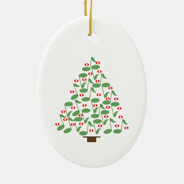 Musical Christmas Tree Ceramic Ornament (Back)