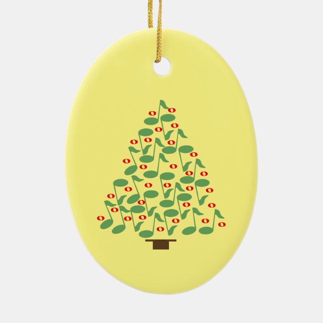 Musical Christmas Tree Ceramic Ornament (Back)