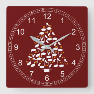 Musical Christmas Tree Square Wall Clock