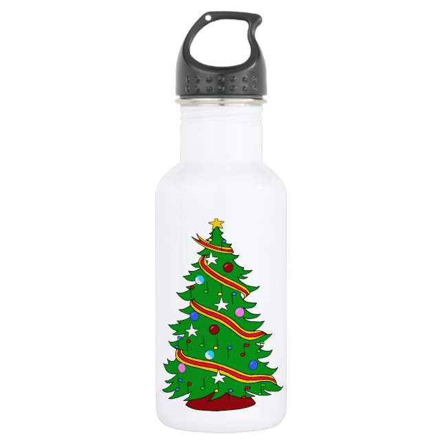 Musical Christmas Tree Water Bottle (Front)