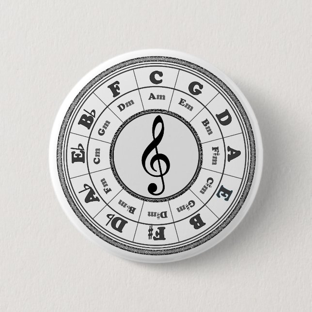 Musical Circle of Fifths Pinback Button (Front)
