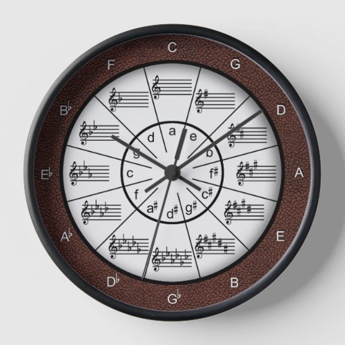 Musical Circle of Fifths with Look of Leather Clock