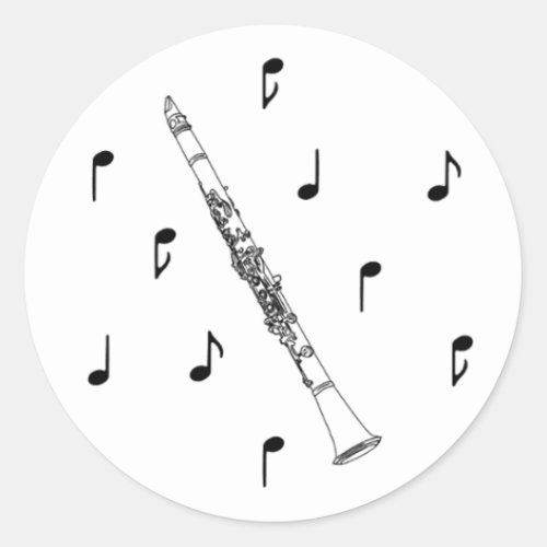 Musical Clarinet Classic Round Sticker