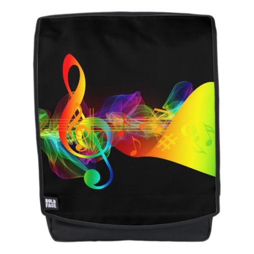 Musical Clef Note Black Rainbow Color Backpack