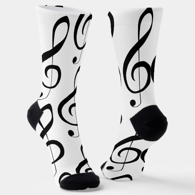 Musical Clef Note, Full Print Crew Socks (Angled)