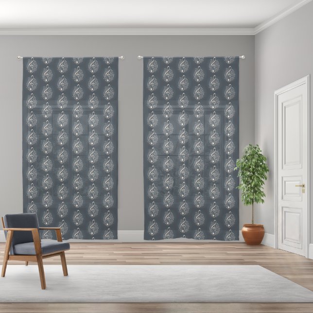 Musical Clef Note Sheer Curtains (Wide)