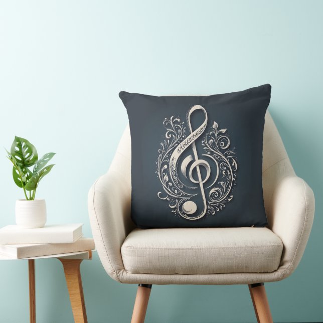 Musical Clef Note Throw Pillow (Chair)