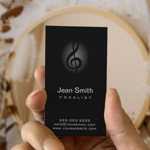 Customizable Classy Dark Clef Vocalist Business Card