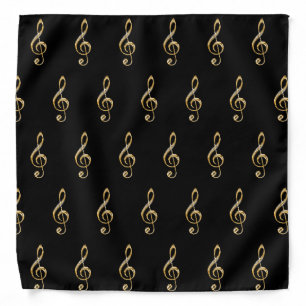 Musical Clef Symbol Gold and Black Music Bandana