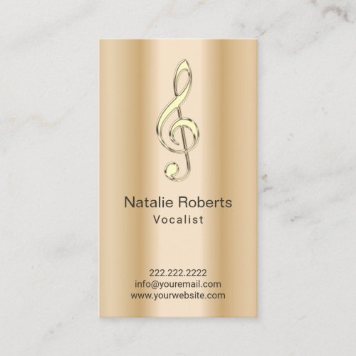Musical Clef Vocalist Singer Modern Gold Music Business Card