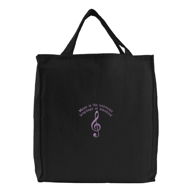 Musical Clef with Longfellow Quote Tote Bag (Front)