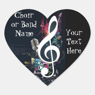 Musical Cleft Note Abstract Heart Sticker