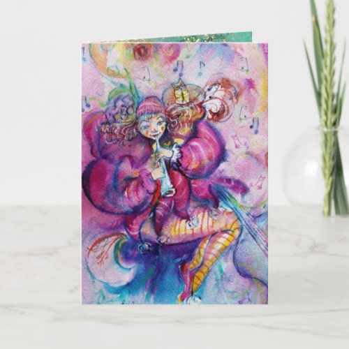 MUSICAL CLOWN AND PINK SPARKLES Happy Fathers Day Card