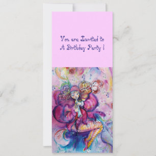MUSICAL CLOWN ,pink blue Invitation
